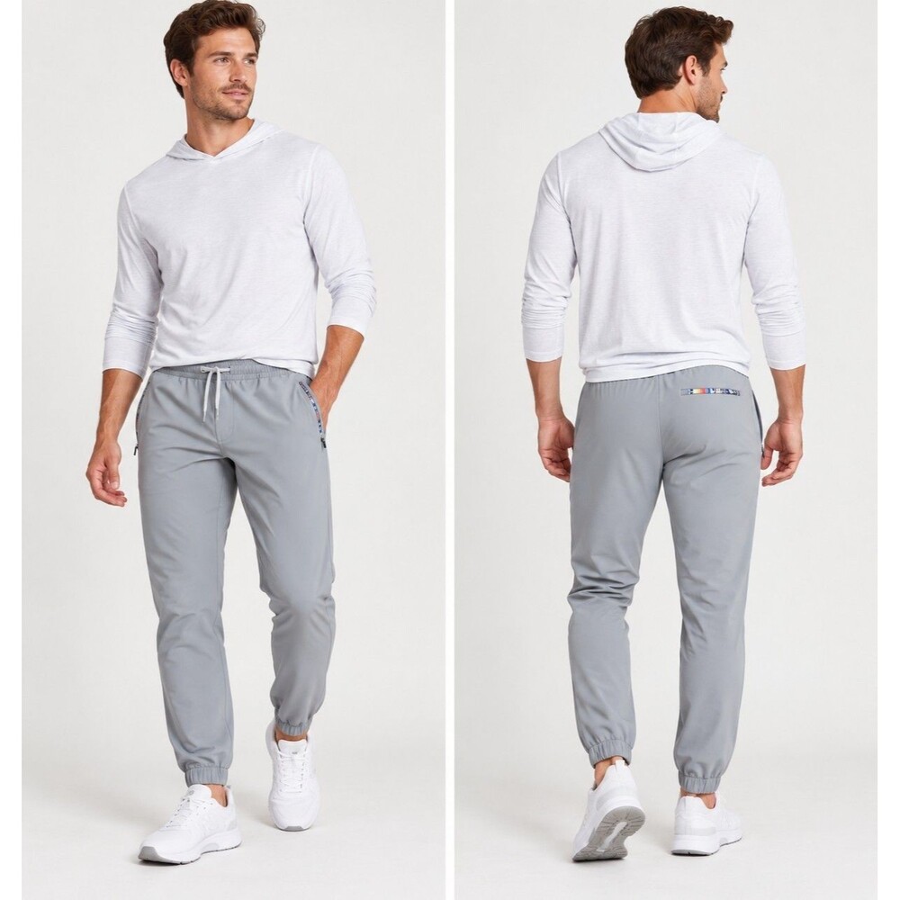 Wowie Hoth Jogger Mens M Ash Gray 4-Way Stretch Athletic Hiking Pants Zip Pocket